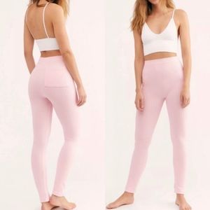 NEW Free People Pink Ribbed Knit Leggings